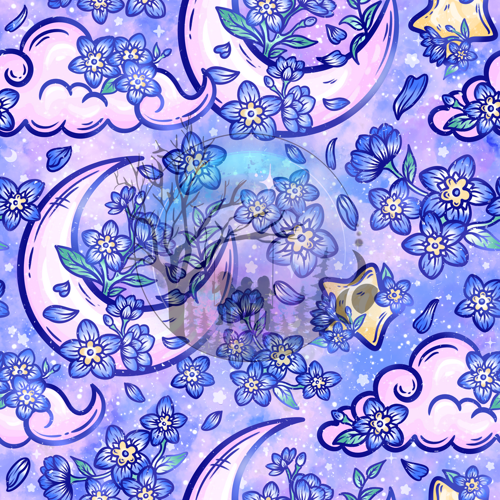 Moon and Flowers Purple