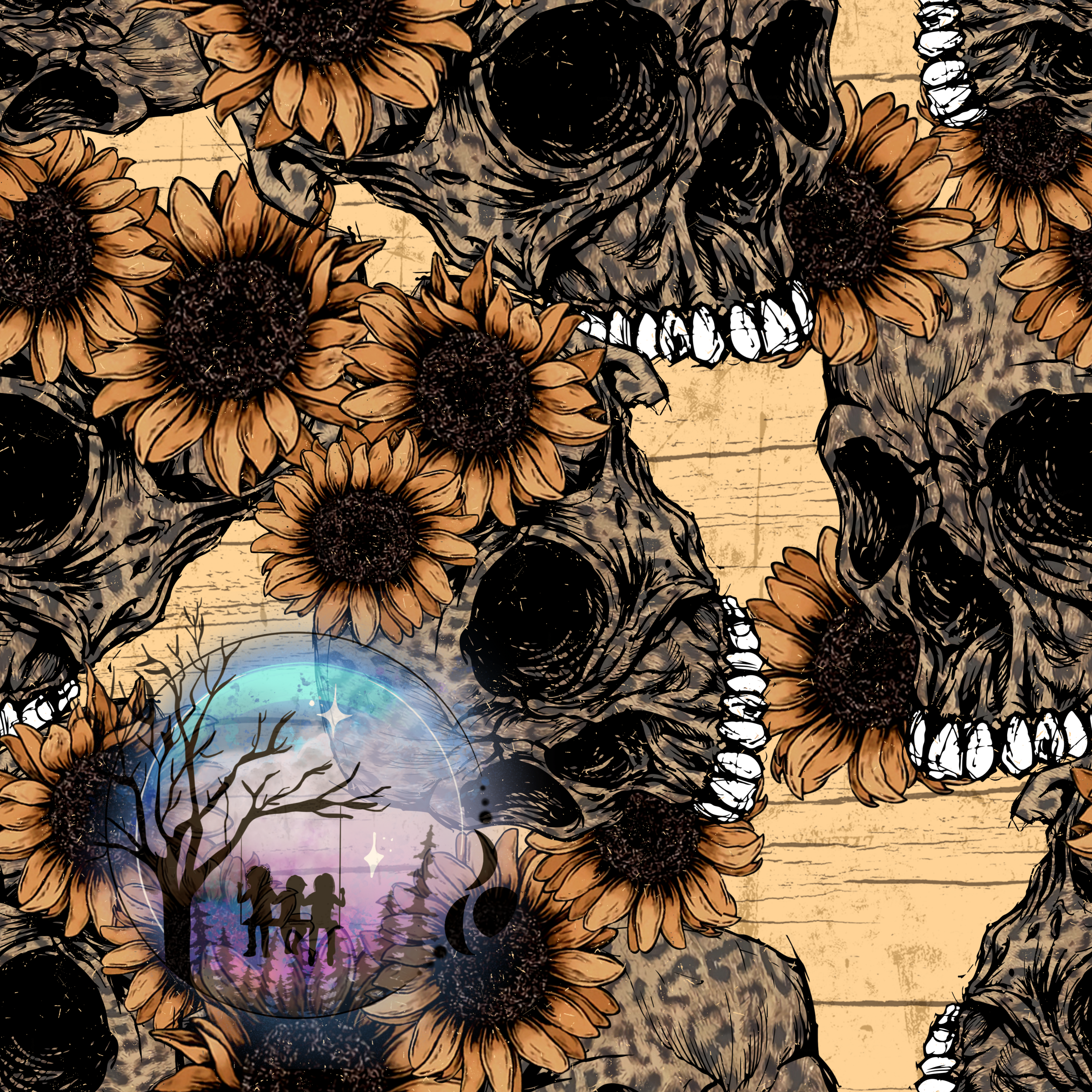 Sunflower Skulls- Adult