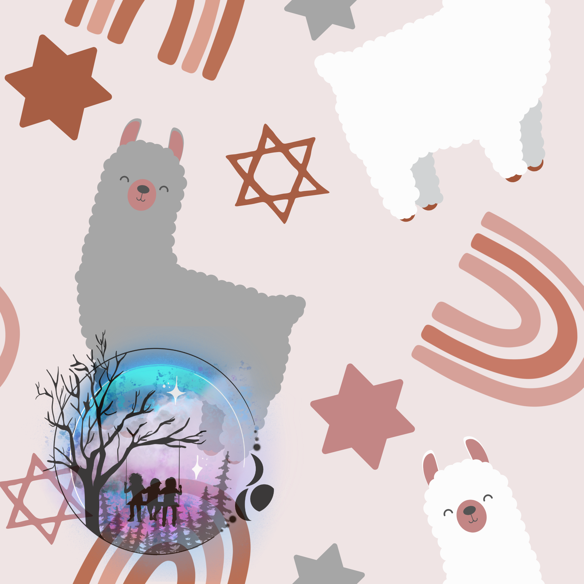Hanukkah Boho with Llama